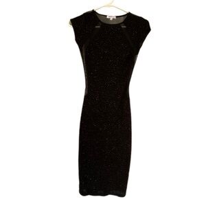 JustFab Black Midi Sparkle Sheath Sheer Dress Women’s Size Small
